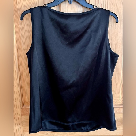 St John Black Sleeveless Silk Top Medium Church Modest Old Money Preppy Formal - Picture 9 of 11